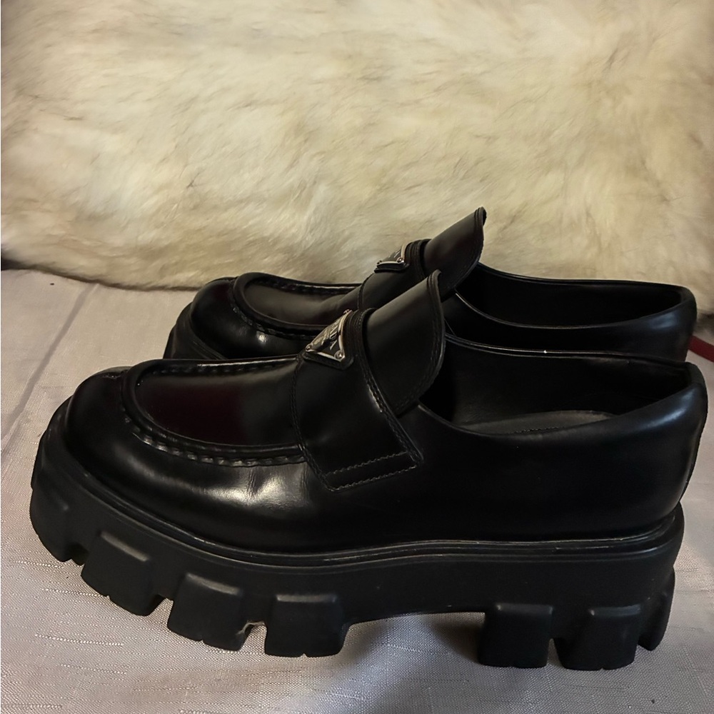 Prada Patent Leather Chunky Heel Loaferz - Picture 5 of 10